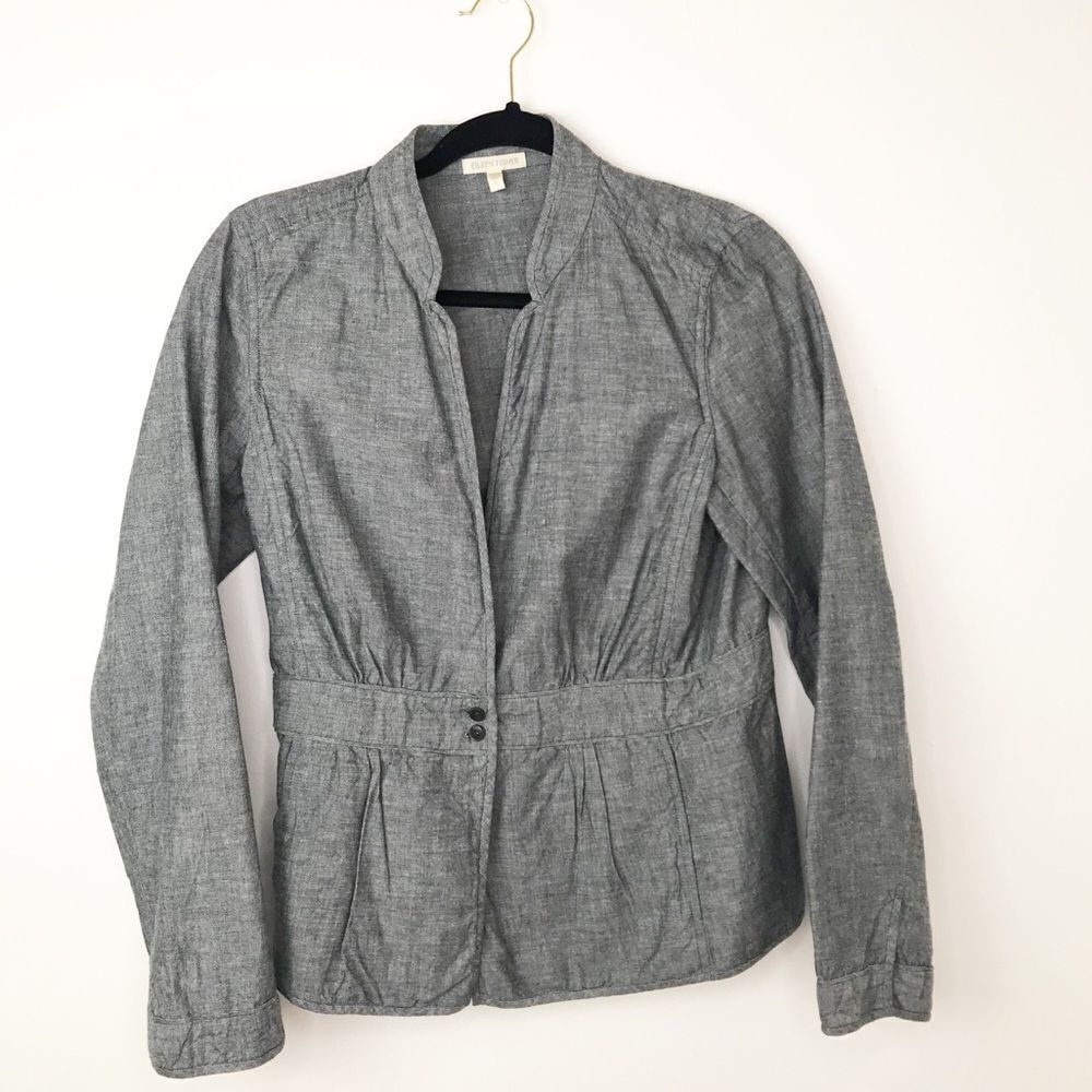Eileen Fisher cotton button front‎ blazer jacket